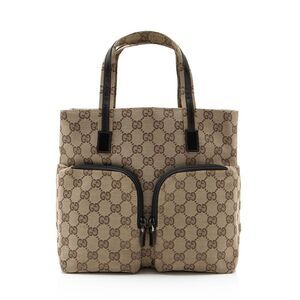 Gucci Vintage GG Canvas Double Pocket Tote